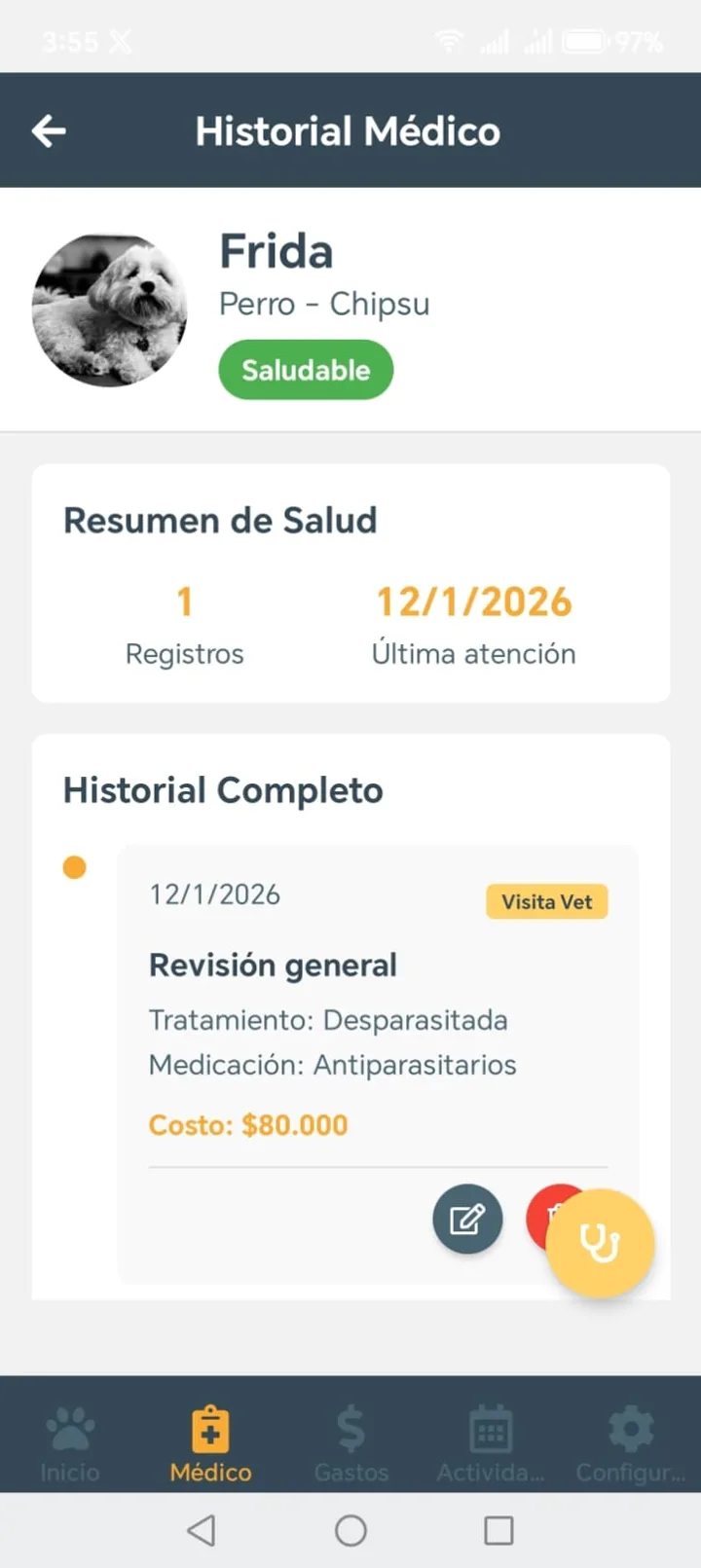 Historial médico de una mascota